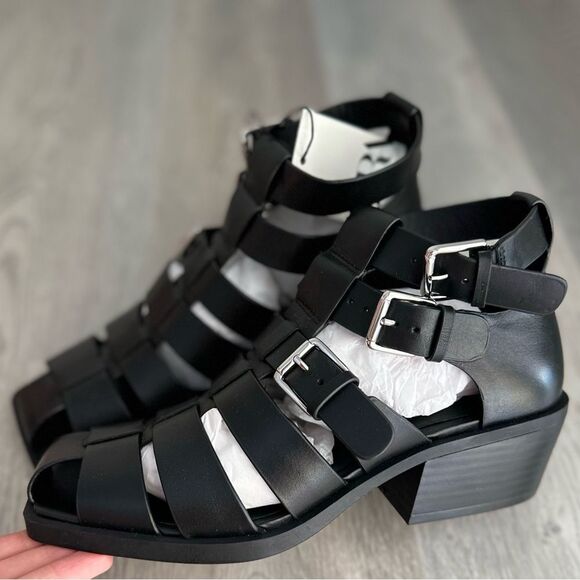 ZARA HEELED BUCKLED GENUINE LEATHER CAGE SANDALS - Picture 2 of 14
